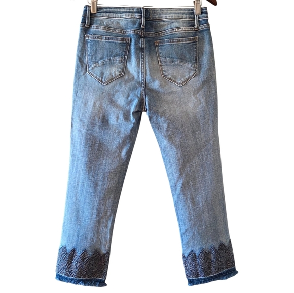 Driftwood Candace Embroidered Hem Straight Ankle High Rise Crop Jeans Size 28 - Picture 11 of 16